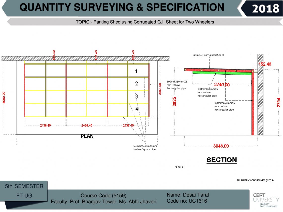 Quantity Surveying and Specifications | CEPT - Portfolio